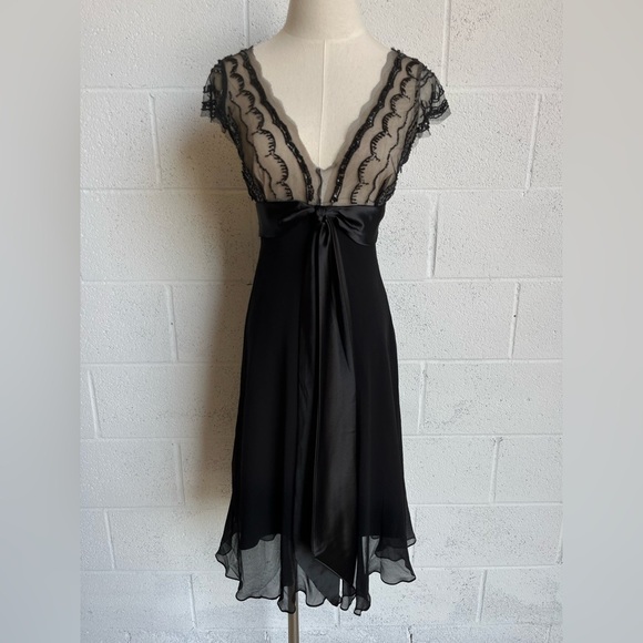 BCBGMAXAZRIA Black Silk Beaded Dress Size 2 - Picture 1 of 5